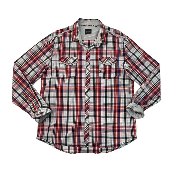 7 Diamonds Shirt Mens XXL 2XL Cotton Check Button Up Long Sleeve Chest Pockets - Picture 1 of 15